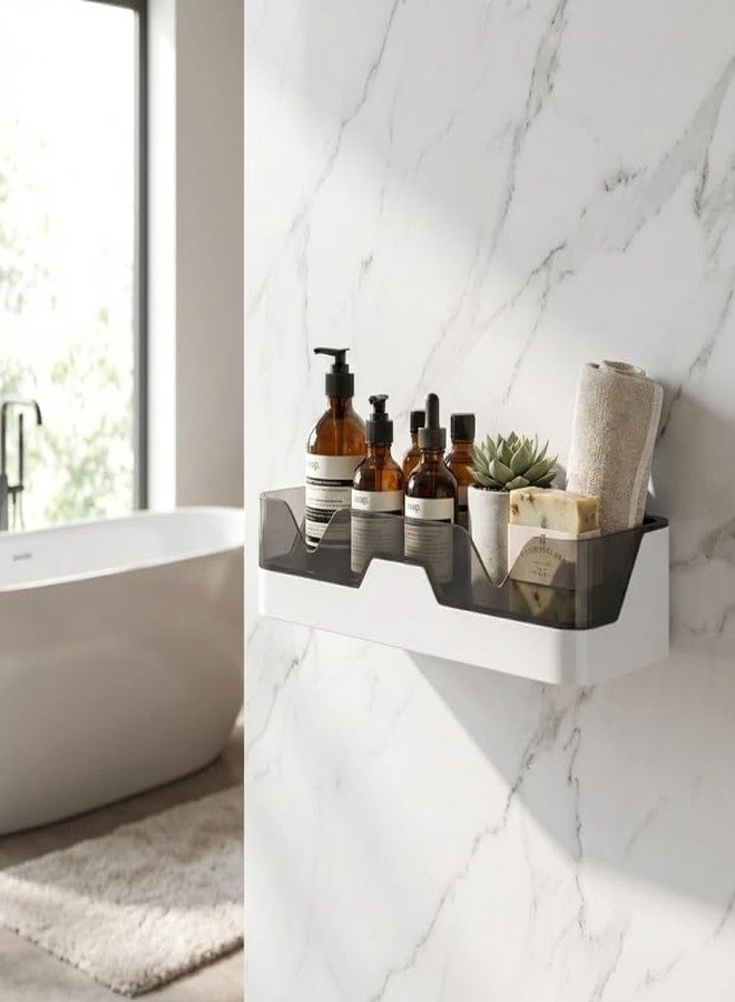 Oblivion Bathroom Shelves 1 Pc - Wall Mounted Adhesive Bathroom Shelf, Plastic Storage Organizer Caddy for Toiletries, Soaps & Bottles, Easy Installation, Space-Saving Rack for Washroom & Kitchen Use - Image 1